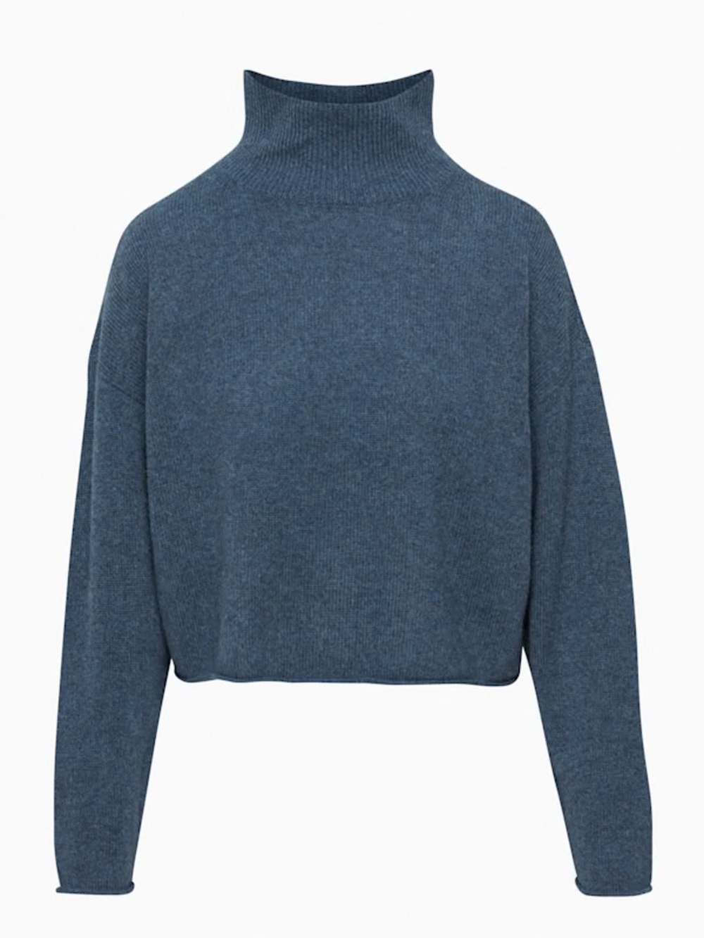 Aritzia Babaton Luxe Cashmere Turtleneck Cropped Sweater in Blue